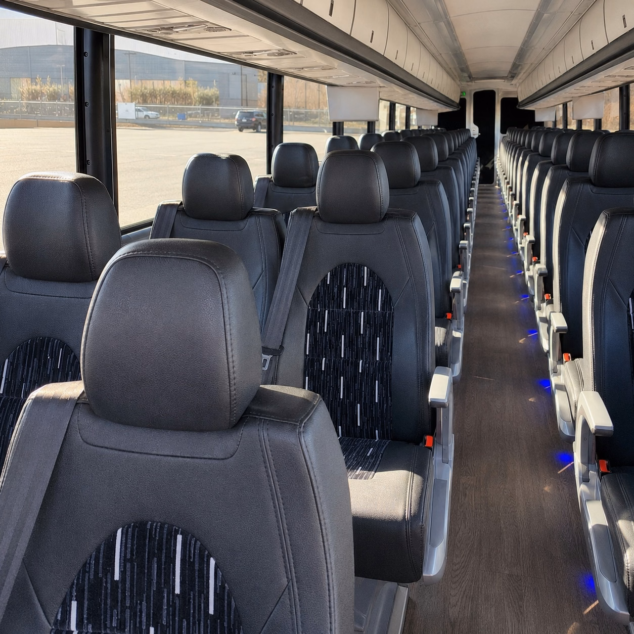 56 passenger charter bus inside